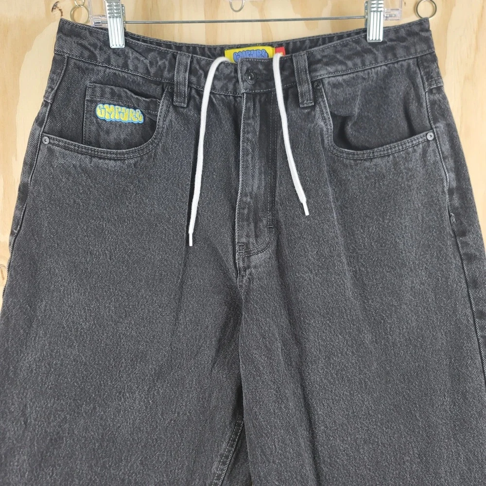 Empyre Loose Fit Jeans Mens 32x28 Black Denim Skater Pants Baggy Y2k Grunge